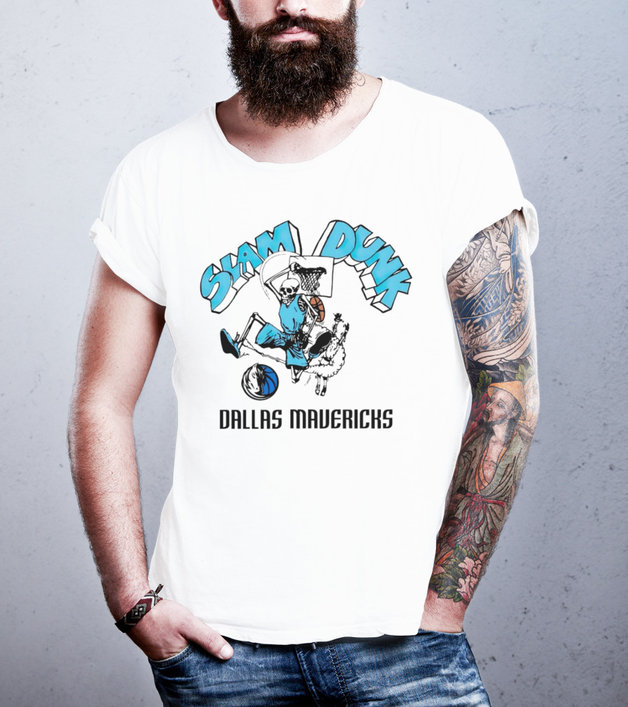 Dallas Mavericks Slam Dunk Skeleton Basketball T-Shirt