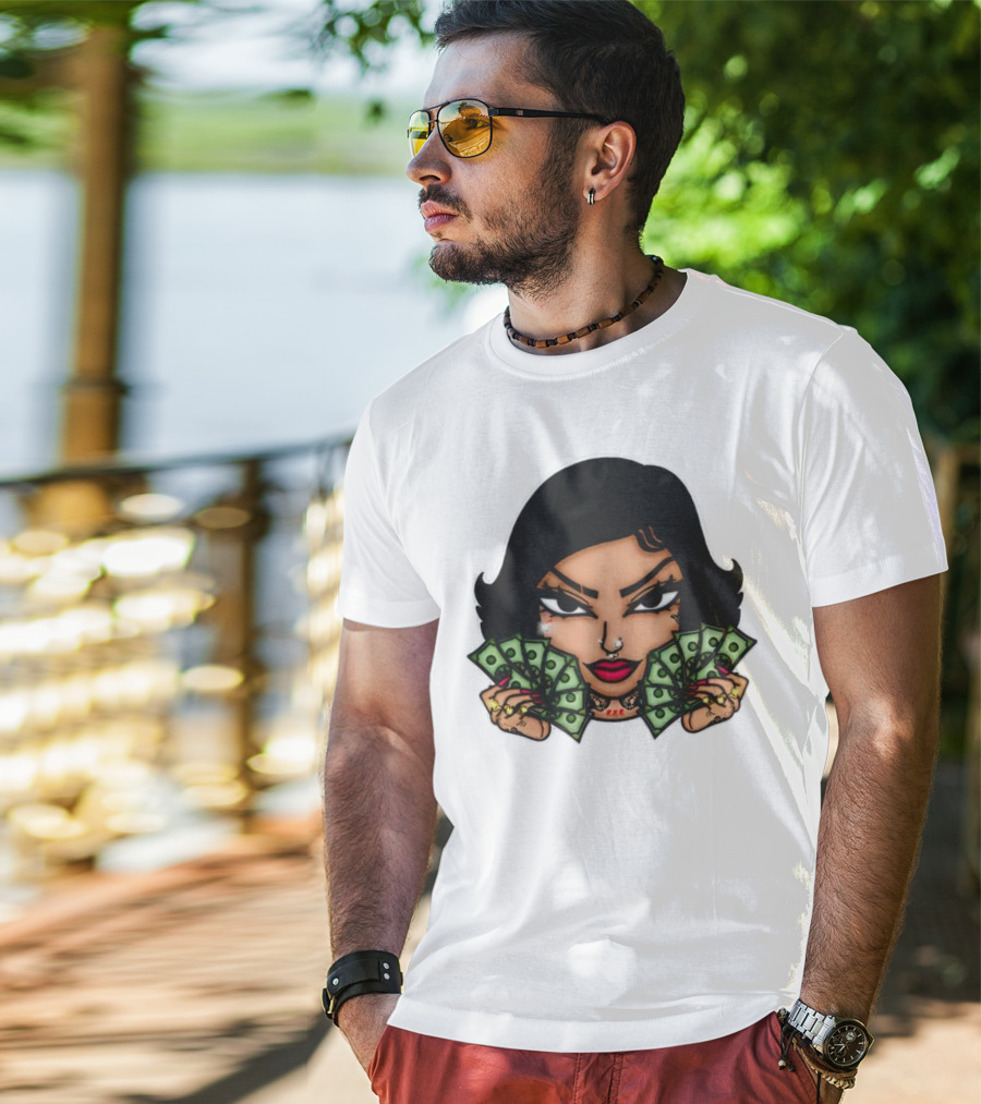 Mialani Aurora Holding Dollar Bills Cartoon T-Shirt