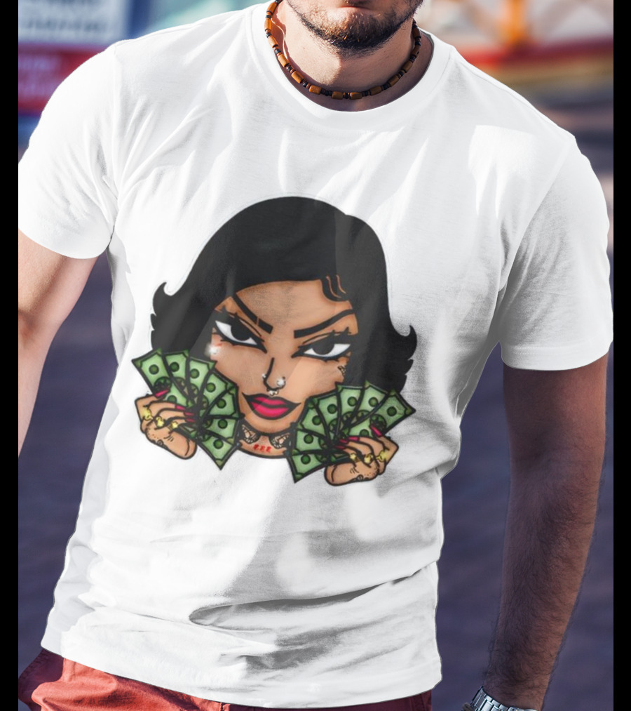 Mialani Aurora Holding Dollar Bills Cartoon T-Shirt