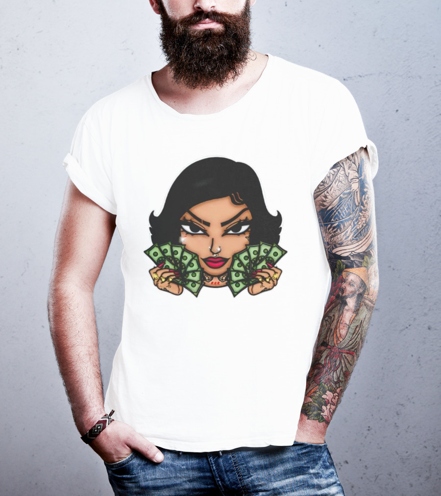 Mialani Aurora Holding Dollar Bills Cartoon T-Shirt
