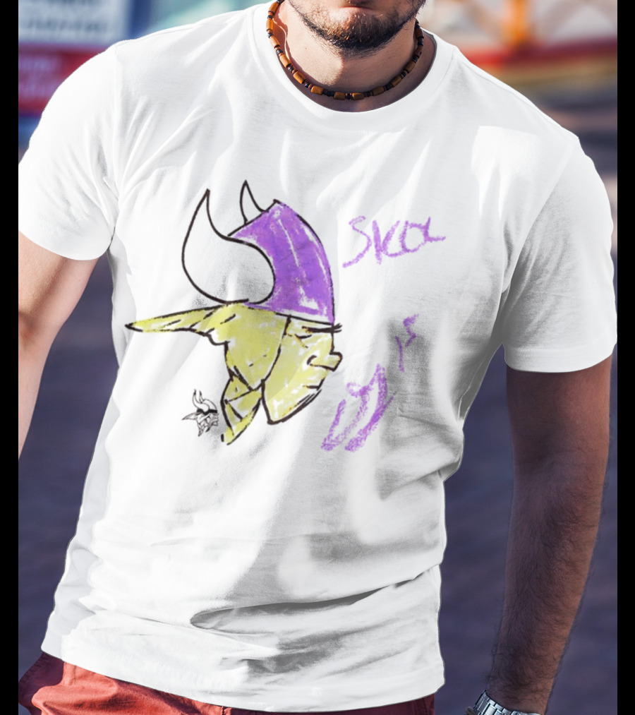Skol Vikings Helmet Sketch Rookies Paint Minnesota Vikings T-Shirt