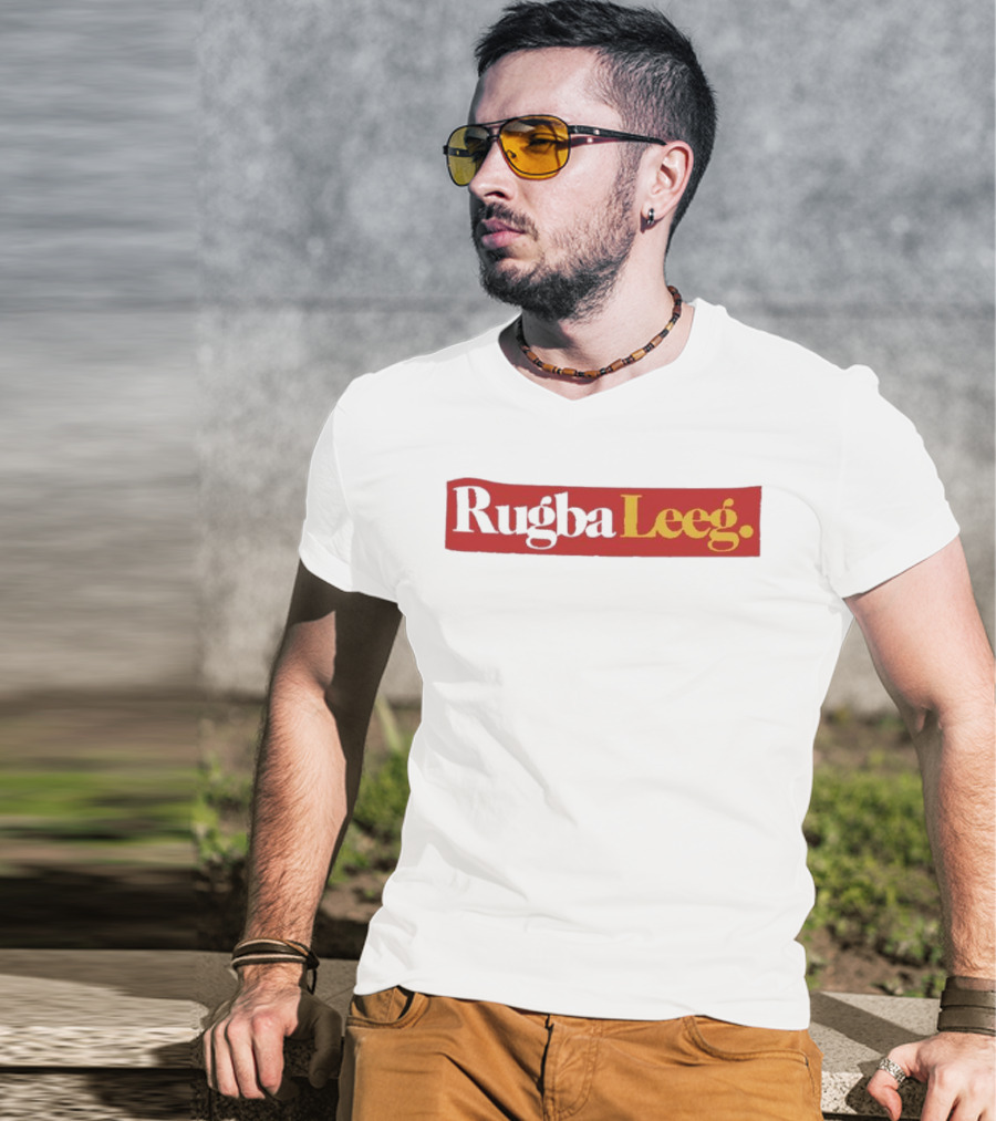 Rugba Leeg Bold Red Yellow Box Text T-Shirt