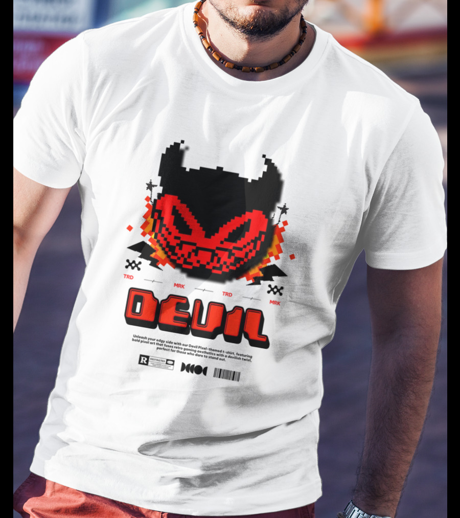 DEVIL PIXELS TRD MRK RETRO PIXEL ART FACE T-Shirt