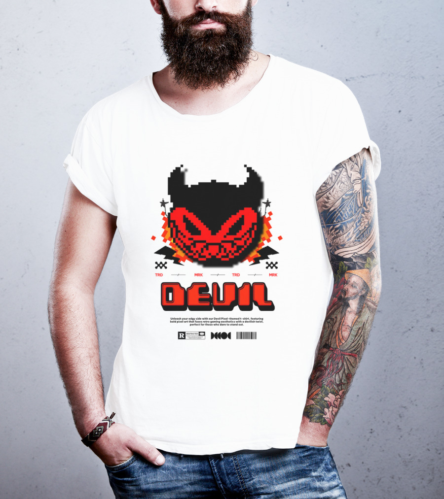DEVIL PIXELS TRD MRK RETRO PIXEL ART FACE T-Shirt