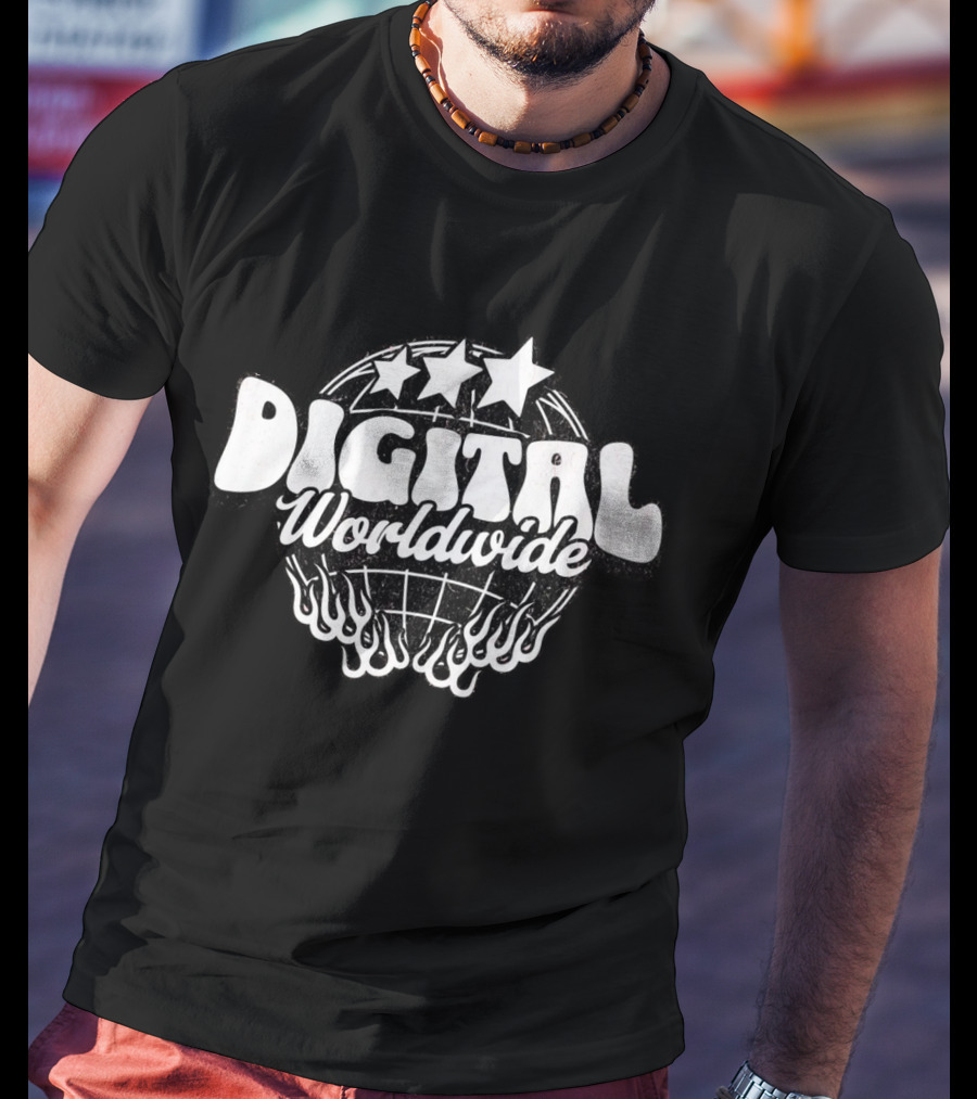 Digital Worldwide Stars Globe Flame T-Shirt