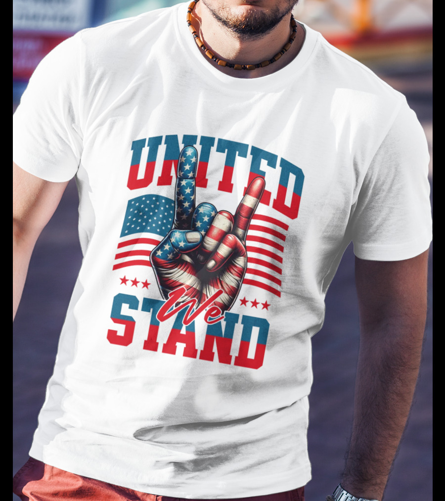 United We Stand American Flag Hand Gesture T-Shirt