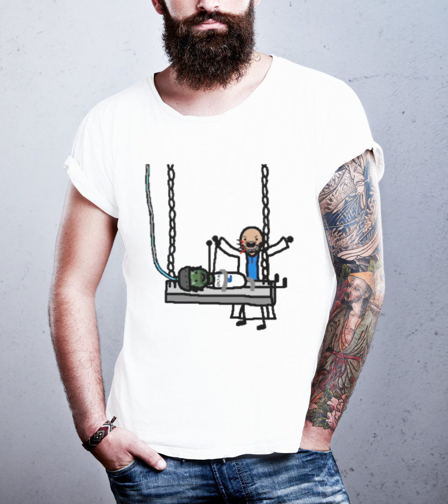 Dereck Its A Live-Ly Frankenstein Doctor With Green Zombie On Medical Table T-Shirt