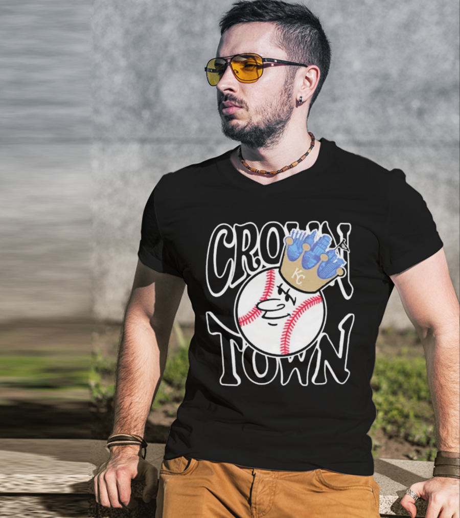 Crown Town Kansas City Royals Baseball Character With Crown T-Shirt