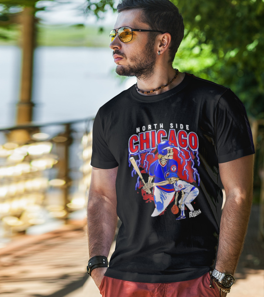 North Side Chicago Baseball Skeleton Relish T-Shirt