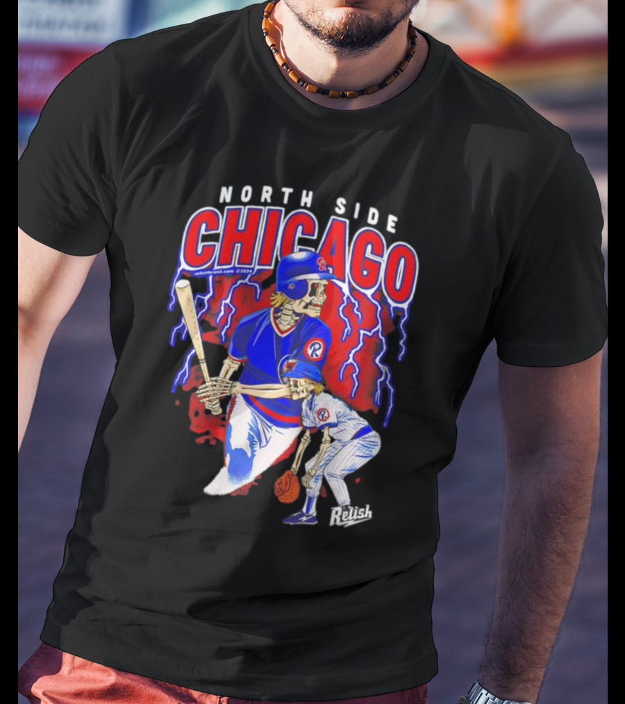 North Side Chicago Baseball Skeleton Relish T-Shirt