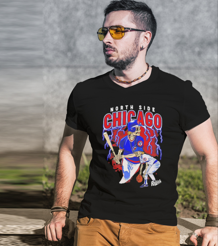 North Side Chicago Baseball Skeleton Relish T-Shirt