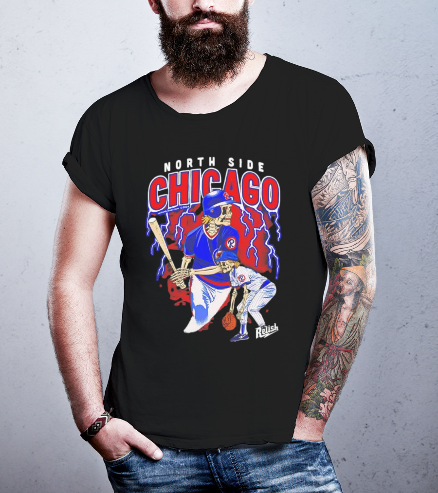 North Side Chicago Baseball Skeleton Relish T-Shirt