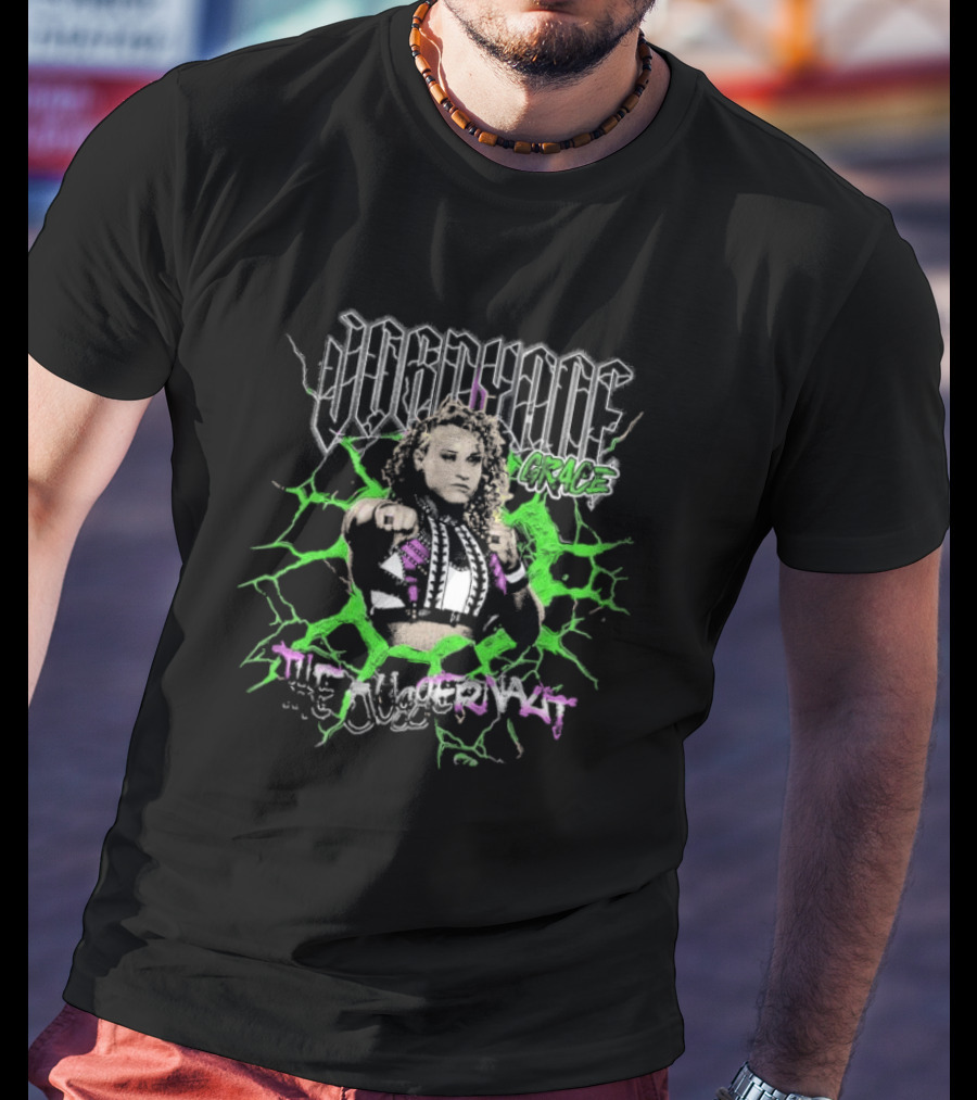 Jordynne Grace The Juggernaut Power Pose With Green Lightning Background T-Shirt