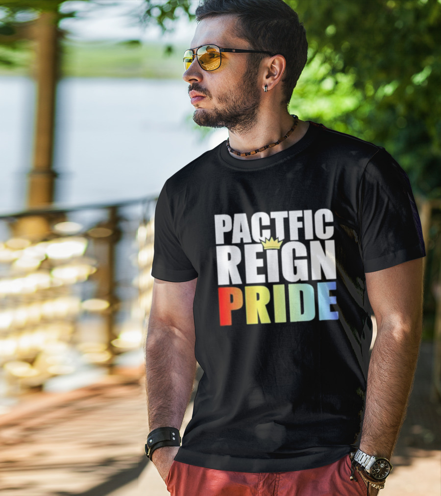 Pacific Reign Pride Crown Rainbow Colors T-Shirt