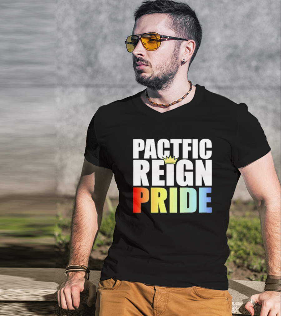 Pacific Reign Pride Crown Rainbow Colors T-Shirt