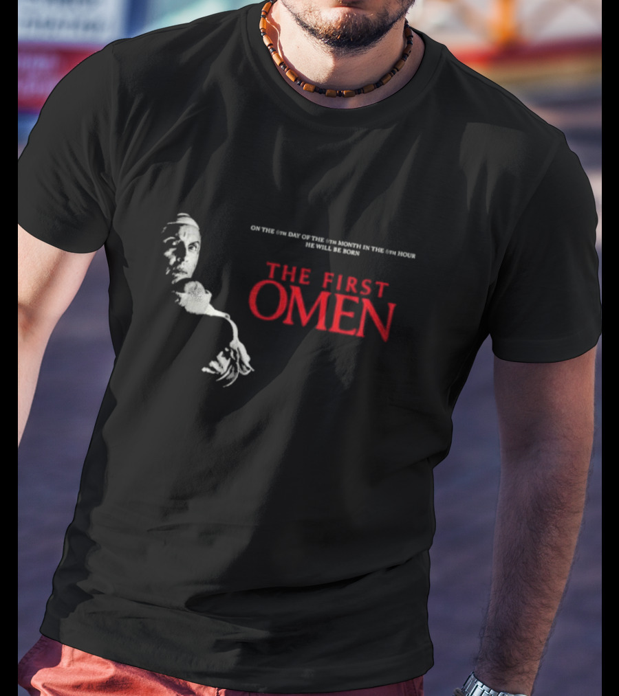 The First Omen On The 6th Day Of The 6th Month In The 6th Hour He Will Be Born Horror Film Inspired T-Shirt
