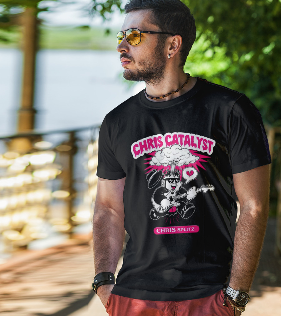 Chris Catalyst Chris Splitz Guitar Explosion Heart T-Shirt