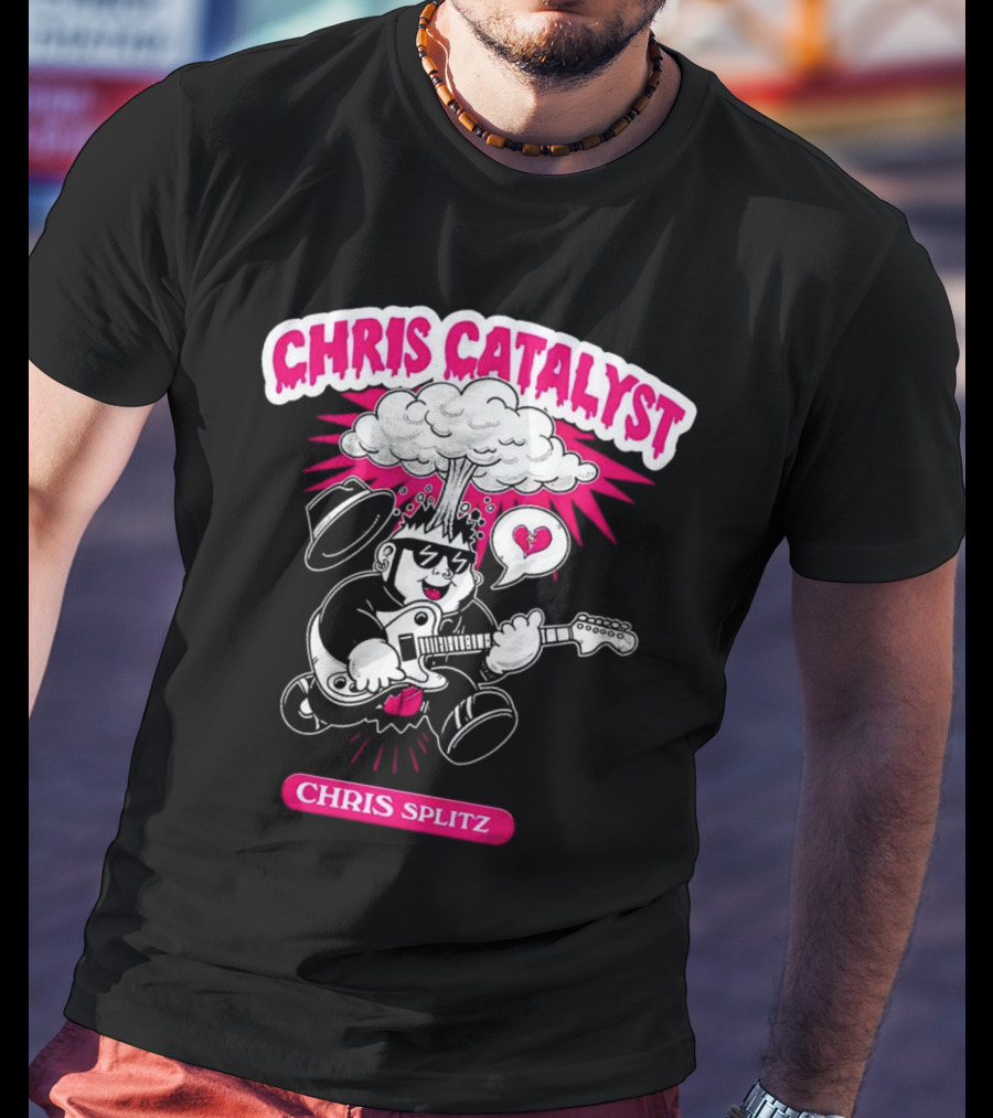 Chris Catalyst Chris Splitz Guitar Explosion Heart T-Shirt
