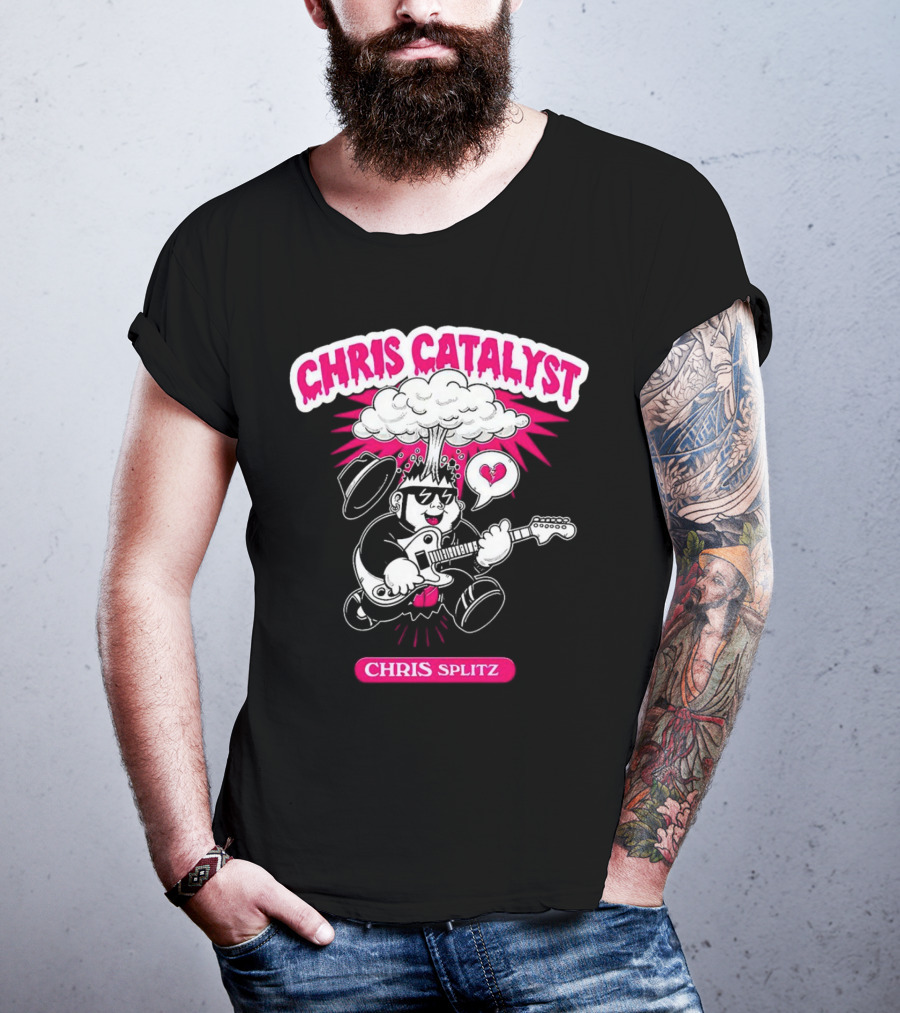 Chris Catalyst Chris Splitz Guitar Explosion Heart T-Shirt