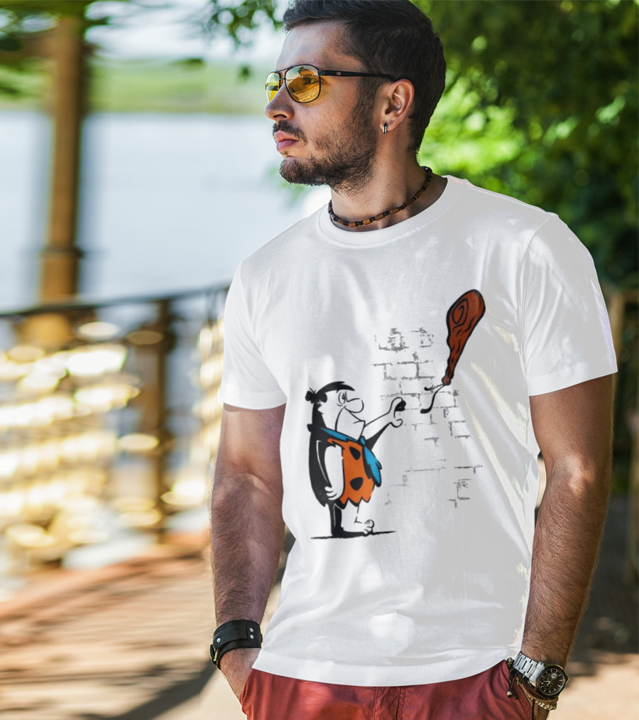 Fred Flintstone Balloon Meat Banksy Mashup T-Shirt