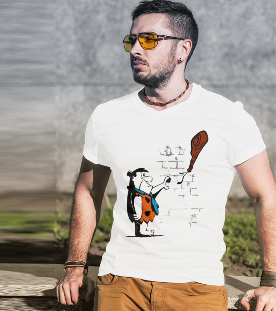 Fred Flintstone Balloon Meat Banksy Mashup T-Shirt