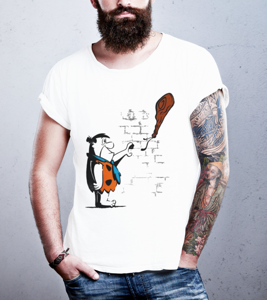 Fred Flintstone Balloon Meat Banksy Mashup T-Shirt