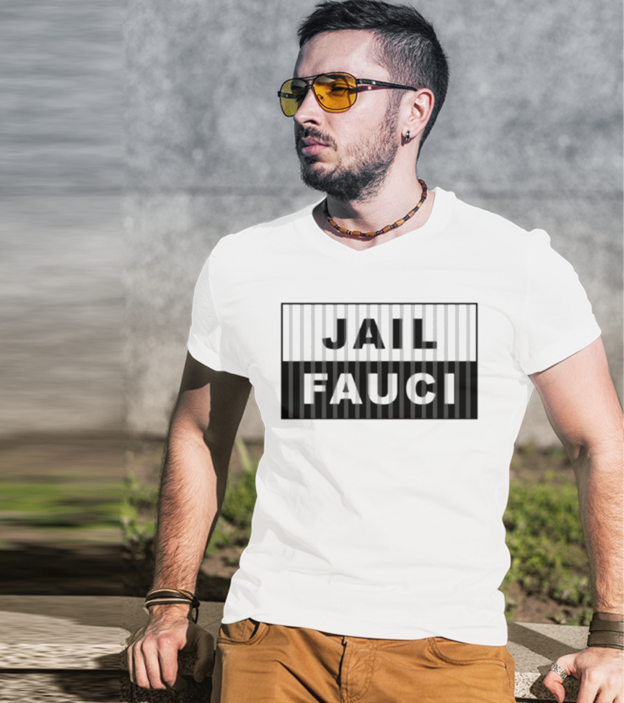 Jail Fauci Black And White Stripes T-Shirt