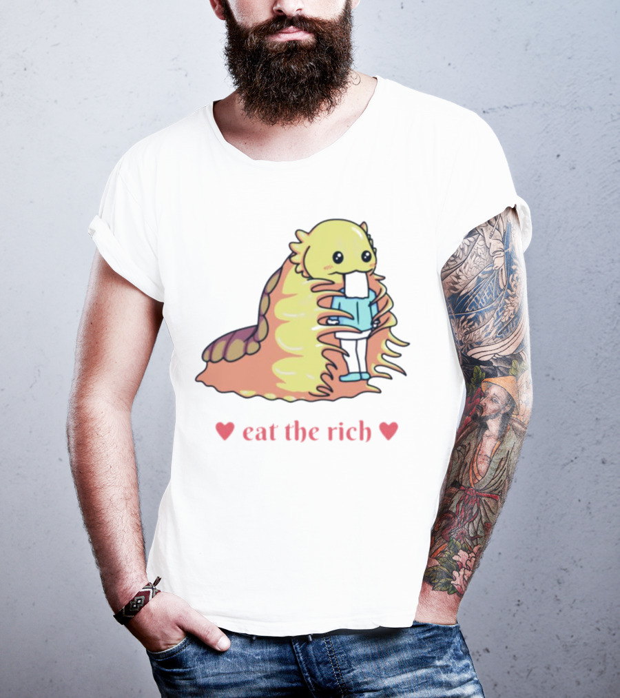 Heart Eat The Rich Space Slug Hugging Person T-Shirt