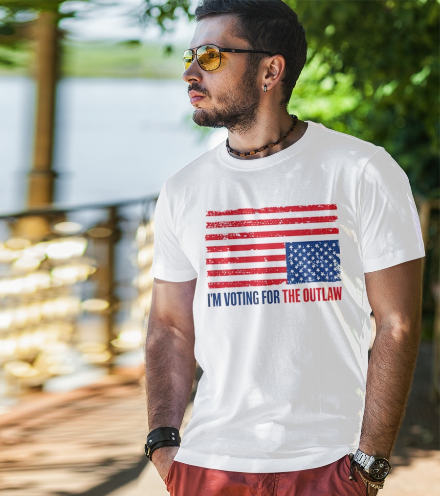 USA Flag I'm Voting For The Outlaw Distressed American T-Shirt