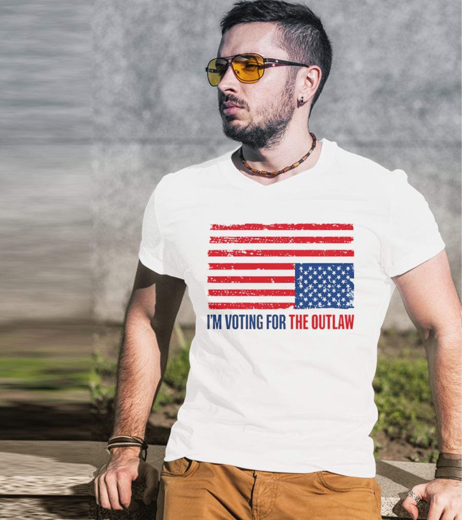 USA Flag I'm Voting For The Outlaw Distressed American T-Shirt