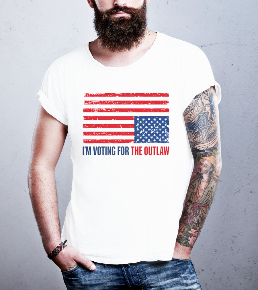 USA Flag I'm Voting For The Outlaw Distressed American T-Shirt