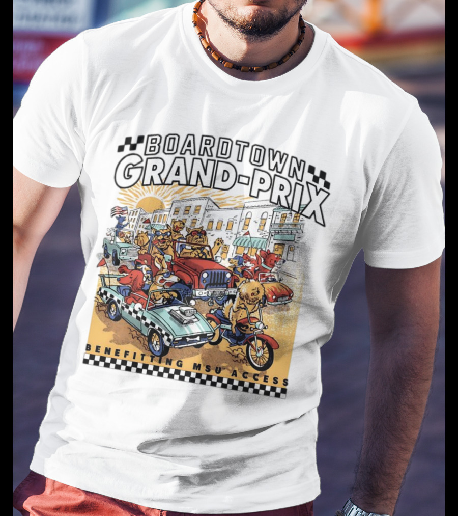Boardtown Grand-Prix Colorful Animal Parade Benefit MSU Access T-Shirt