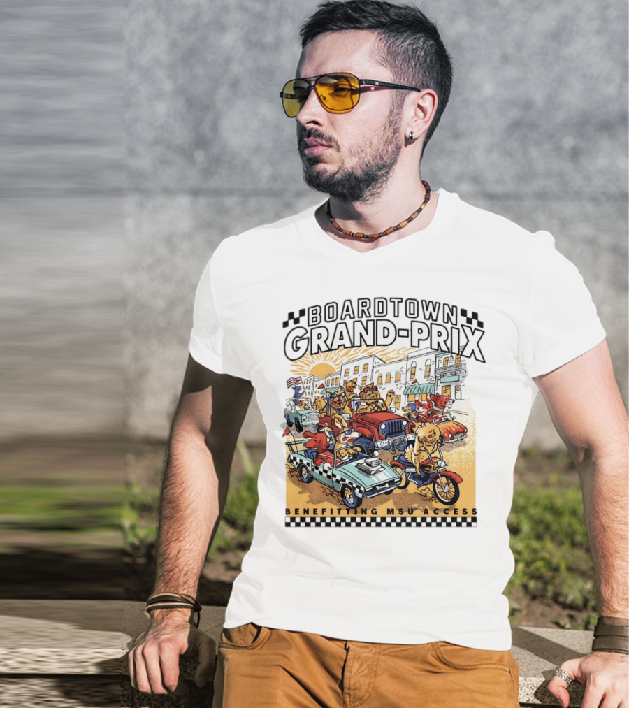 Boardtown Grand-Prix Colorful Animal Parade Benefit MSU Access T-Shirt