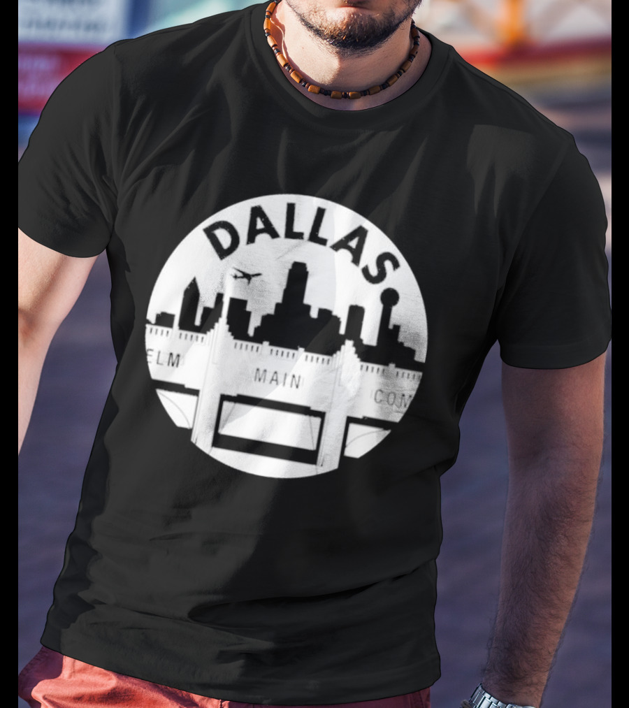 Triple Underpass Elm Main Commerce Dallas Skyline T-Shirt