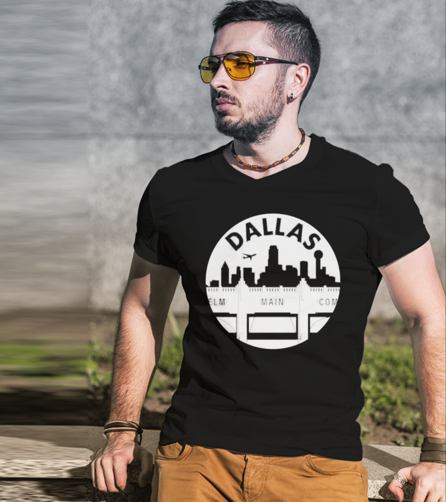 Triple Underpass Elm Main Commerce Dallas Skyline T-Shirt