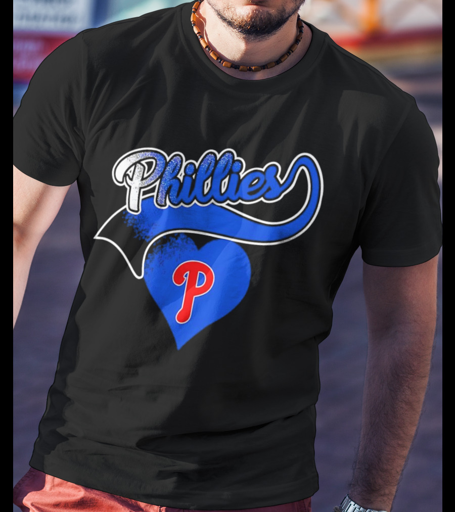 Phillies Heart Blue P Logo Baseball T-Shirt