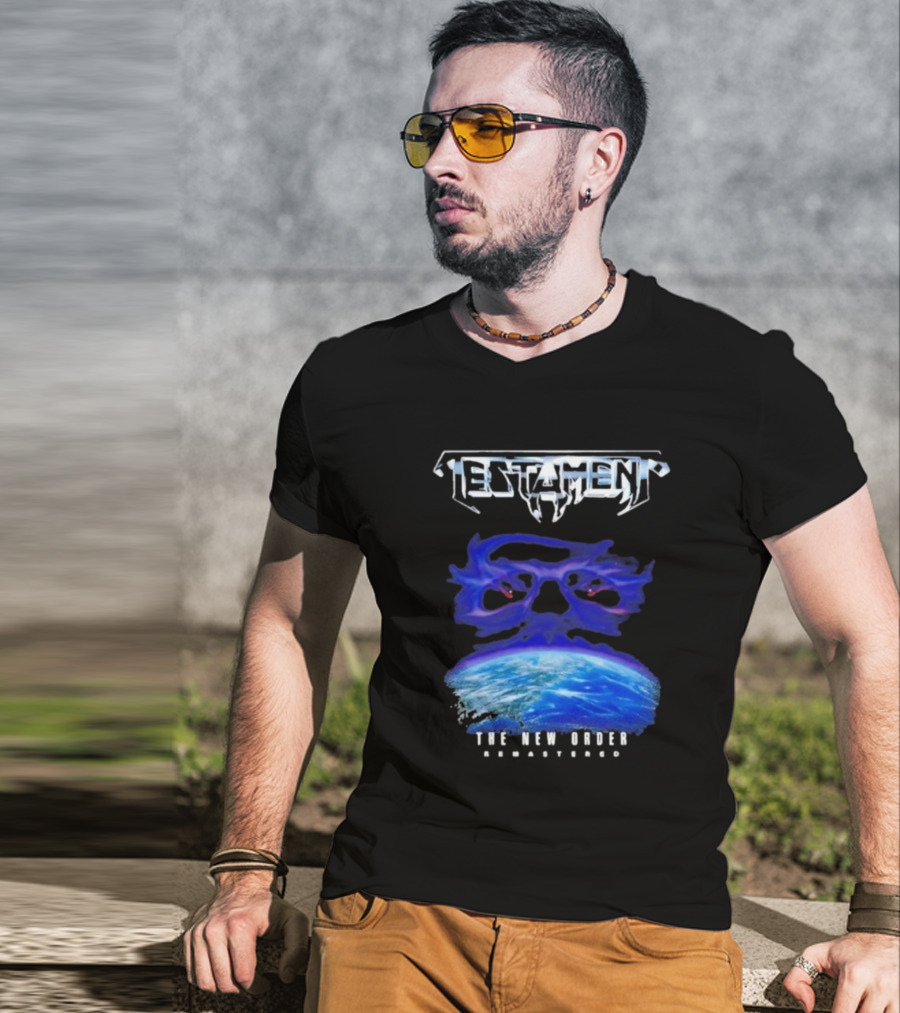 Testament The New Order Remastered Earth Skull T-Shirt