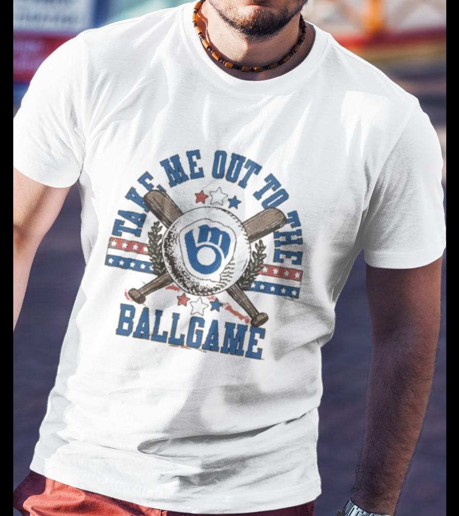 Milwaukee Brewers Take Me Out To The Ballgame Retro Baseball T-Shirt