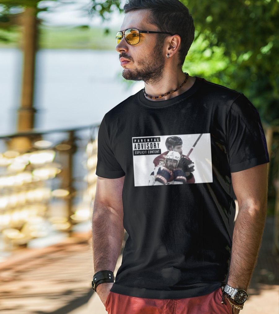 Parental Advisory Explicit Content Hockey Collision T-Shirt