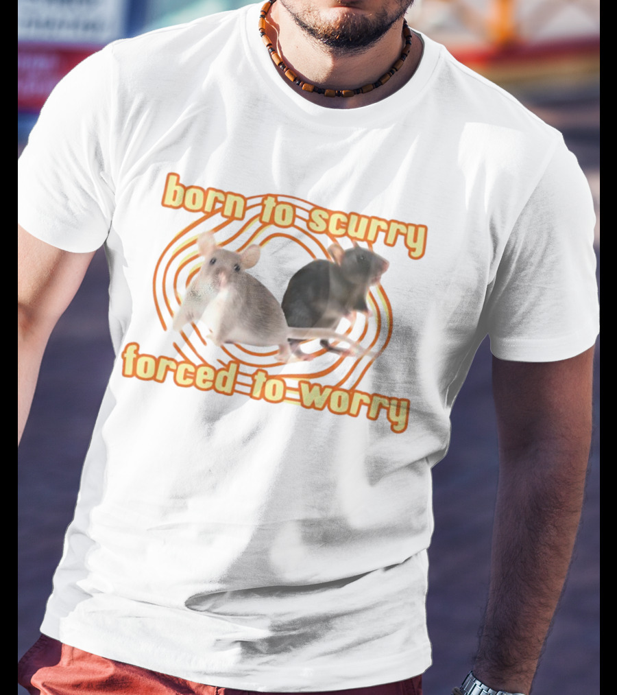 Born To Scurry Forced To Worry With Two Rats And Swirling Background T-Shirt