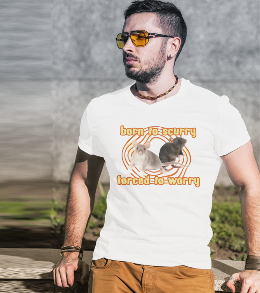 Born To Scurry Forced To Worry With Two Rats And Swirling Background T-Shirt