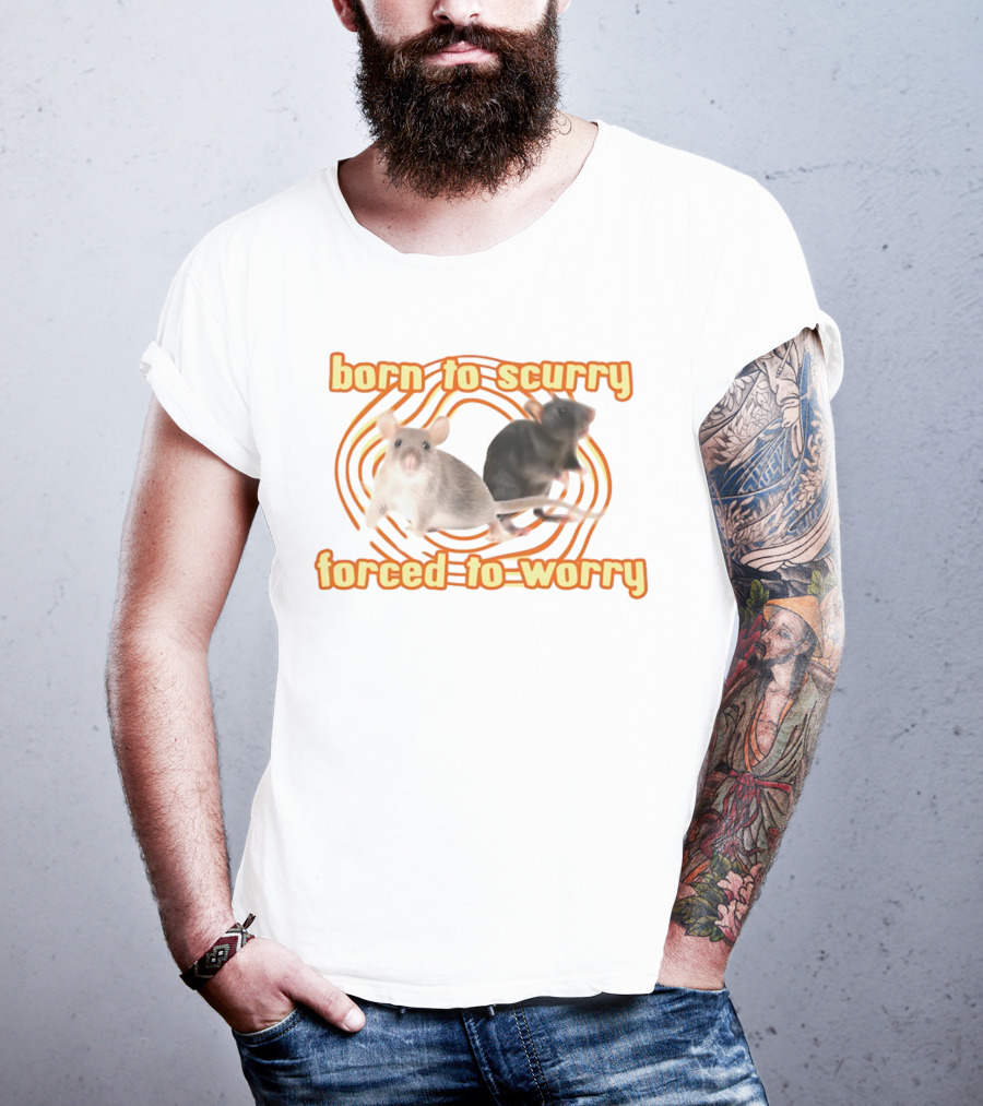 Born To Scurry Forced To Worry With Two Rats And Swirling Background T-Shirt