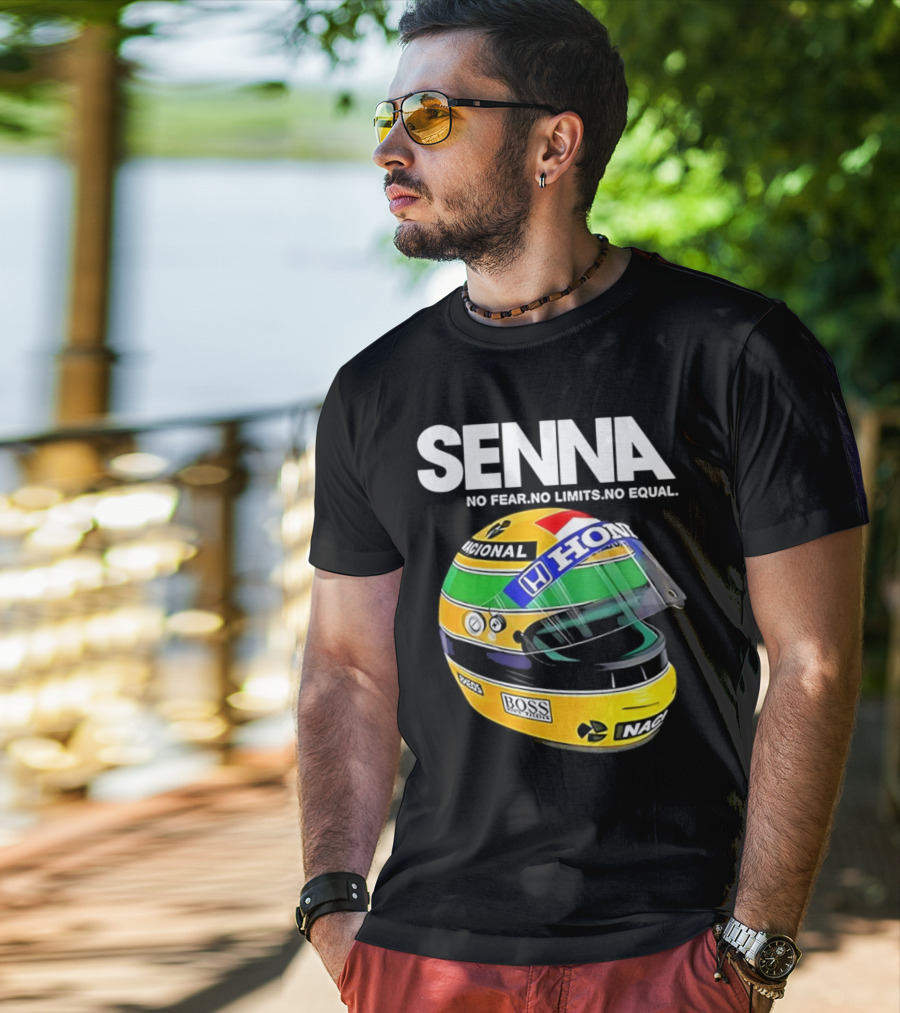 SENNA No Fear No Limits No Equal Honda Racing Helmet BOSS Nacional T-Shirt