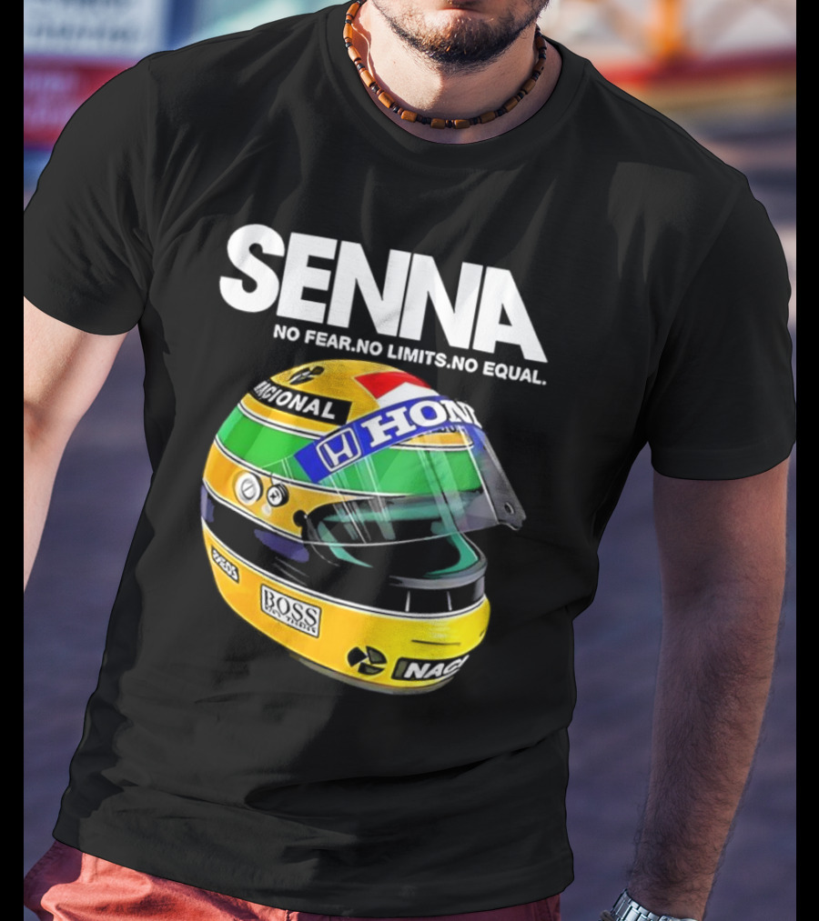 SENNA No Fear No Limits No Equal Honda Racing Helmet BOSS Nacional T-Shirt
