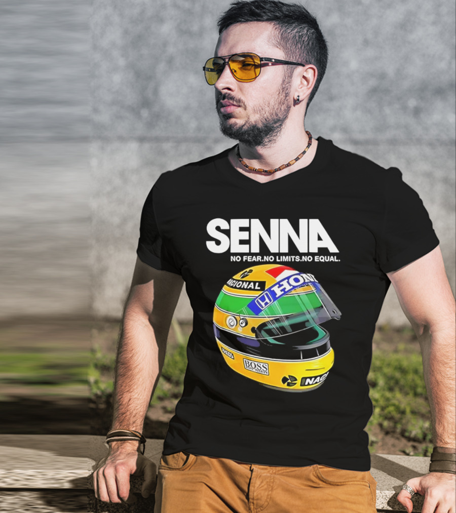 SENNA No Fear No Limits No Equal Honda Racing Helmet BOSS Nacional T-Shirt