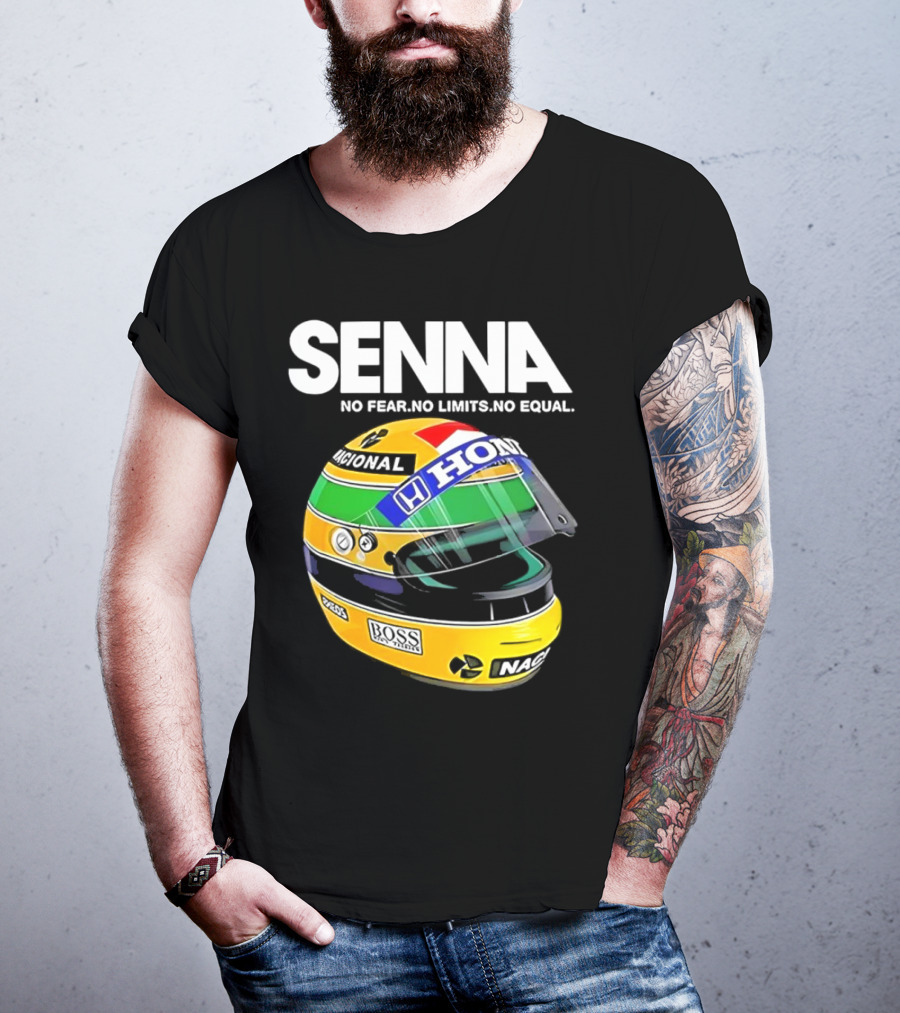 SENNA No Fear No Limits No Equal Honda Racing Helmet BOSS Nacional T-Shirt