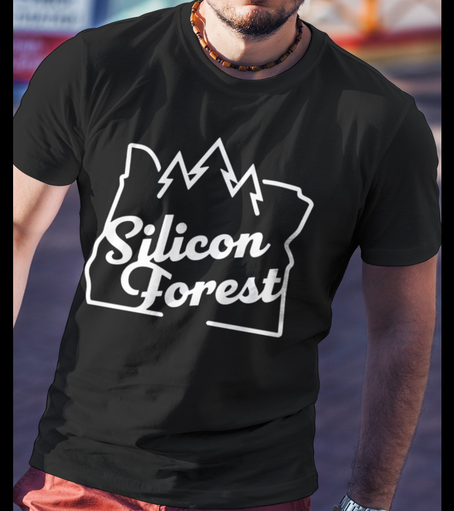 Silicon Forest Oregon State Outline With Trees T-Shirt