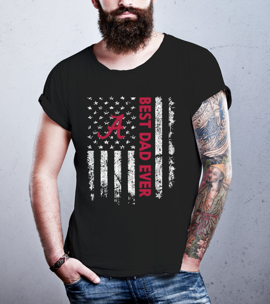 Alabama Crimson Tide Best Dad Ever American Flag T-Shirt