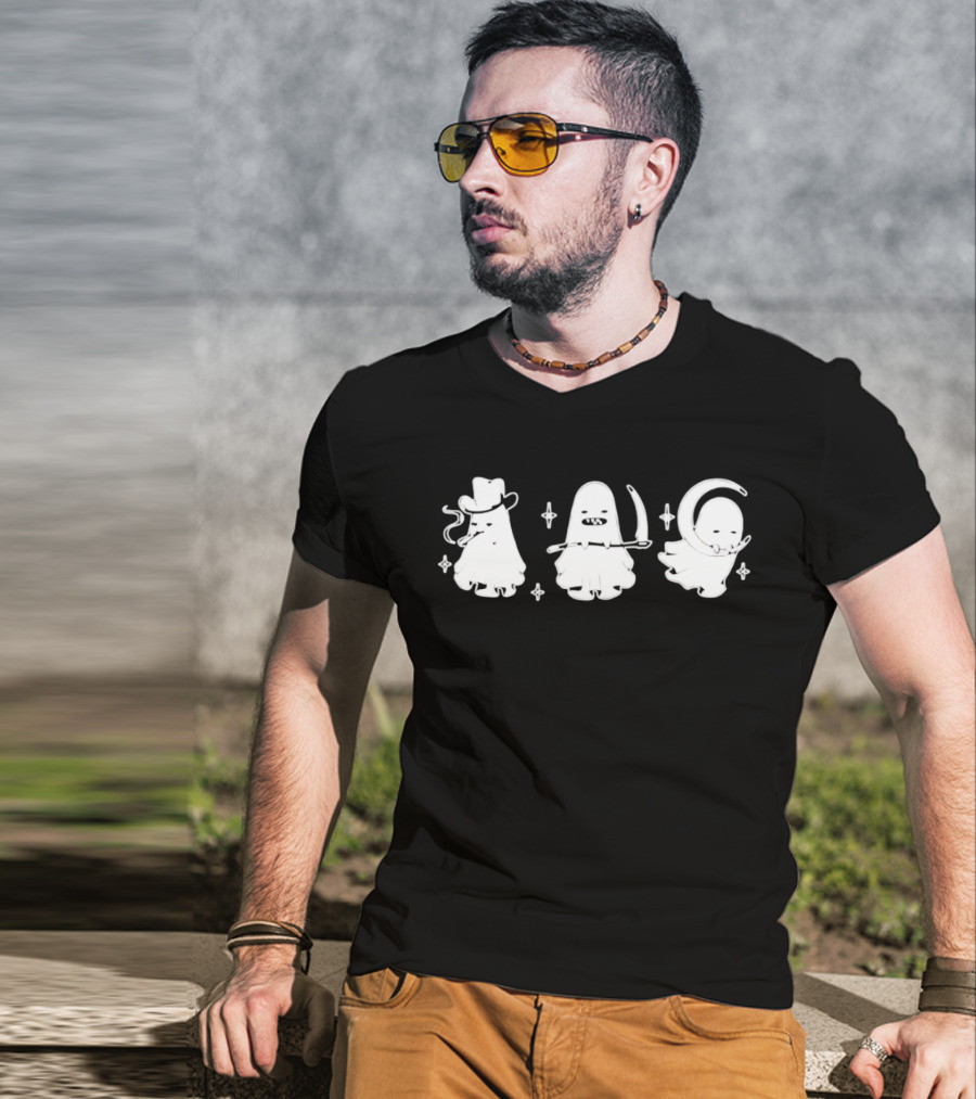 Cowboy Ghosts With Scythe And Crescent Moon T-Shirt