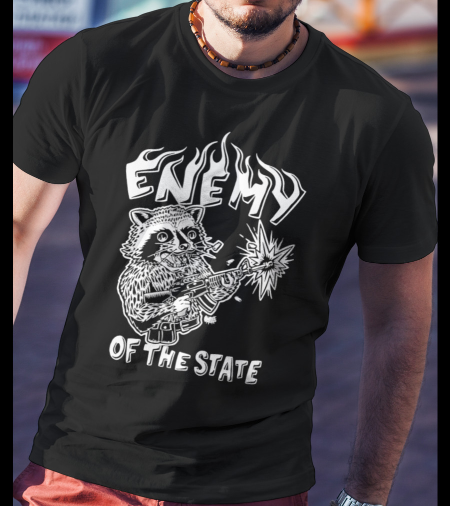 Enemy Of The State Raccoon With Gun Olafh Ace T-Shirt